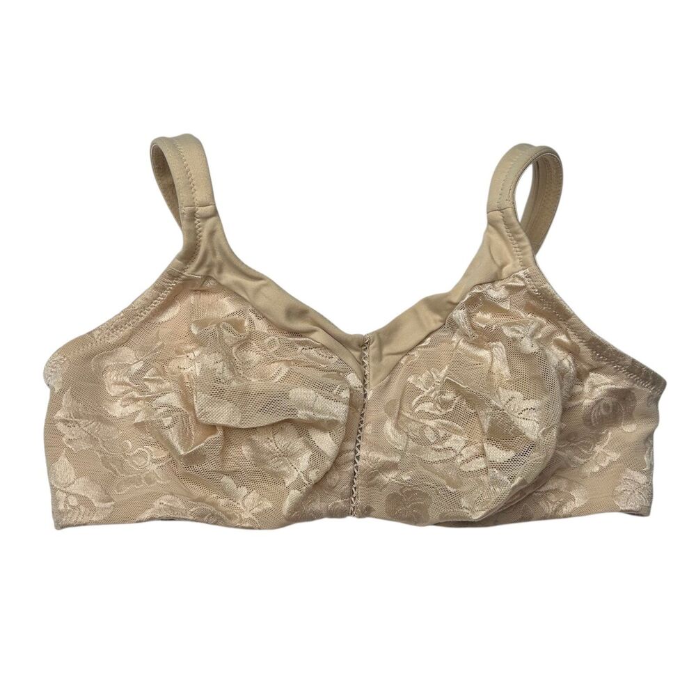 Wacoal tan lace wireless unlined full coverage bra 34D